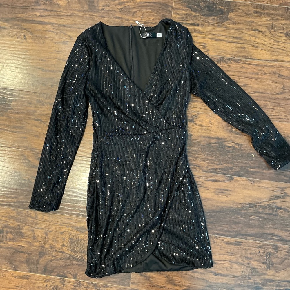 Sequin short black dress size M
